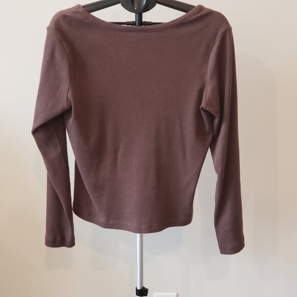 Rib V-Neck Long Sleeve Shirt (Bundle of 2) Brown and White:  Size:  XXL - Picture 8 of 13